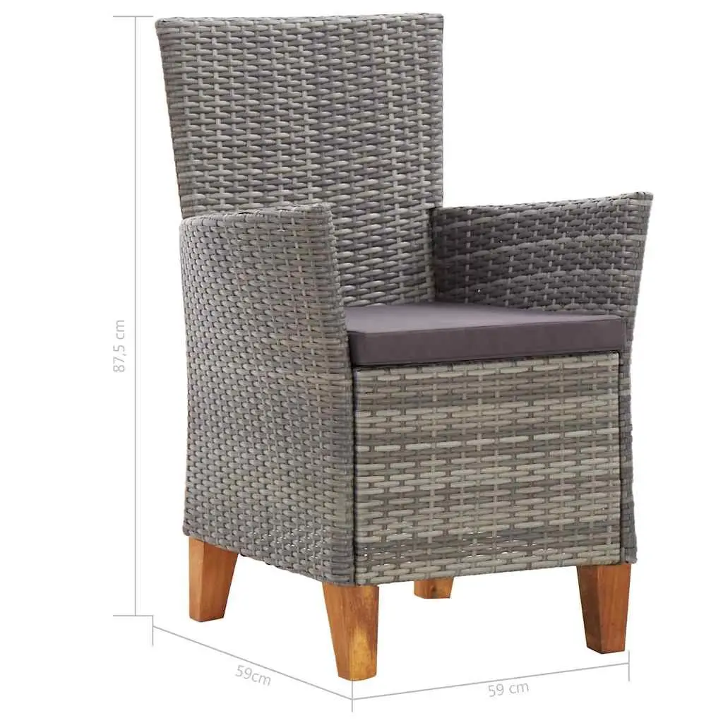 Outdoor Dining Set 5 Piece Poly Rattan Chairs Acacia Wood Table Garden Furniture