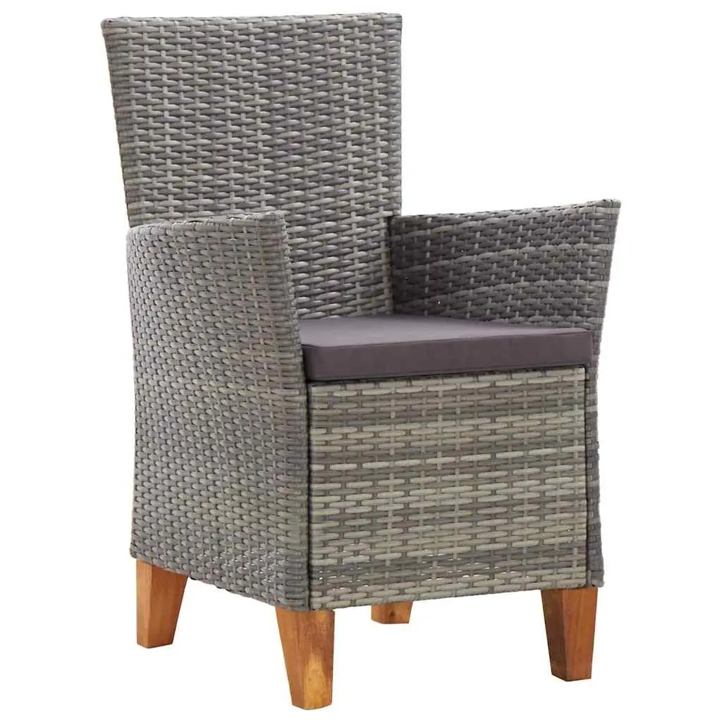 Outdoor Dining Set 5 Piece Poly Rattan Chairs Acacia Wood Table Garden Furniture