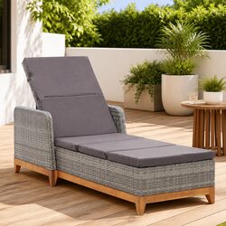 Concise and Comfortable Grey Outdoor Lounger
