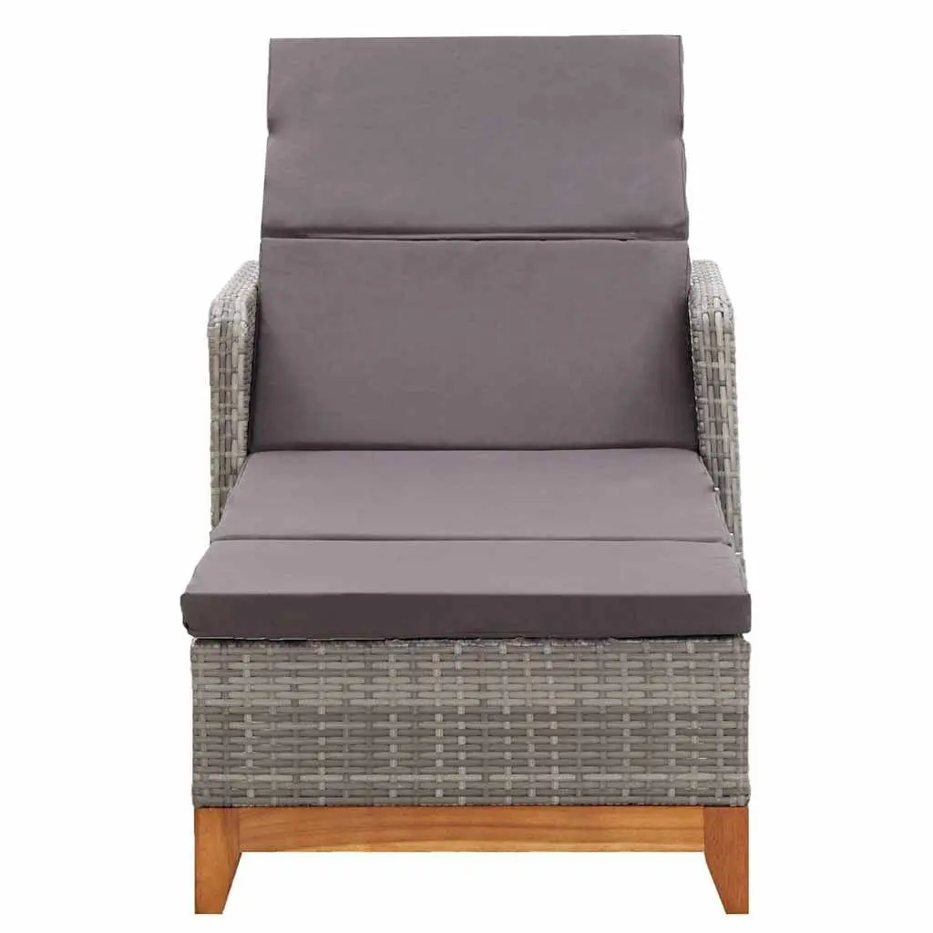 Sun Lounger Outdoor Garden Patio Lounger Reclining Backrest Armrests Grey