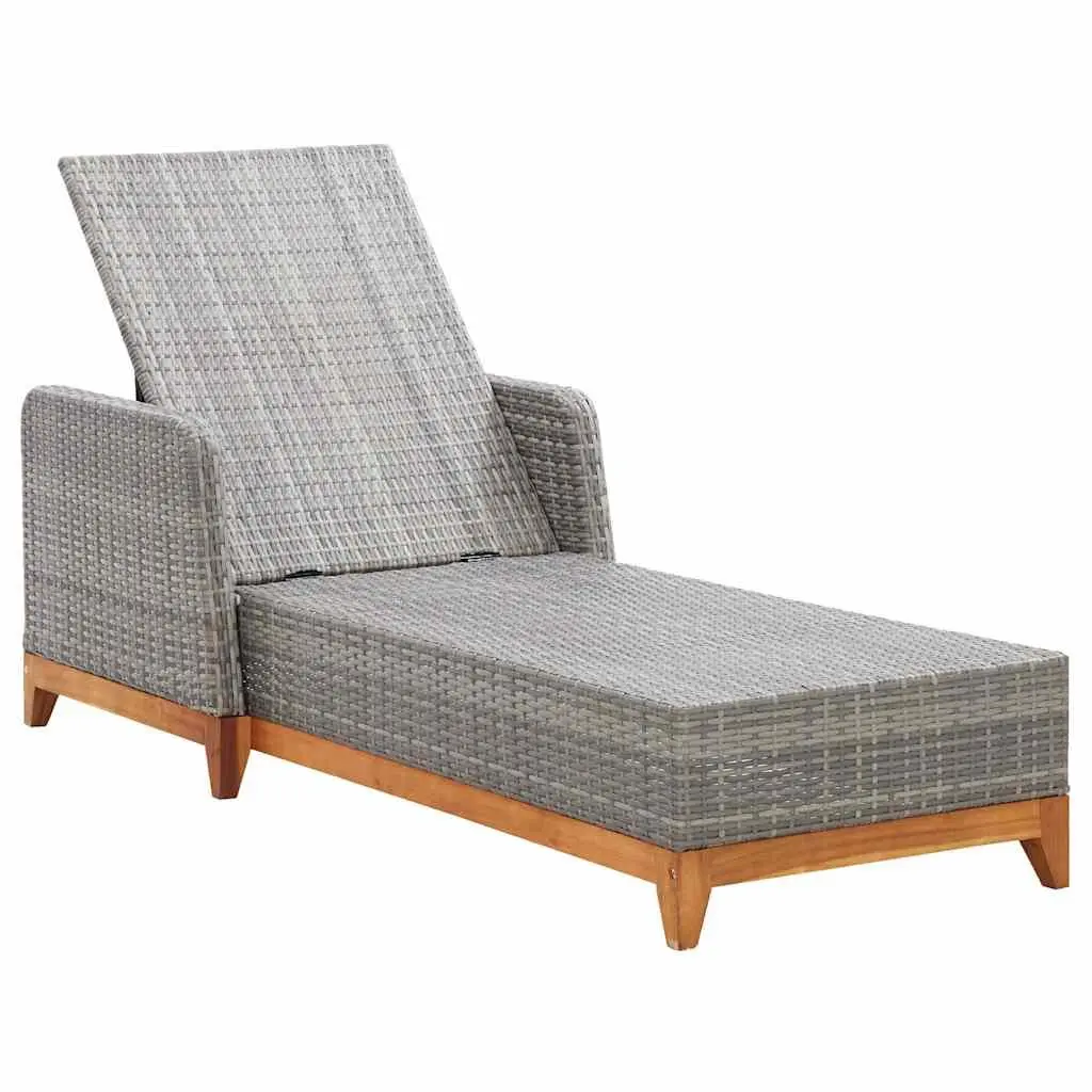 Sun Lounger Outdoor Garden Patio Lounger Reclining Backrest Armrests Grey