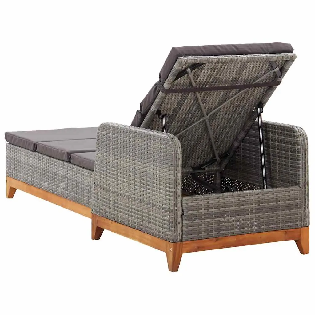 Sun Lounger Outdoor Garden Patio Lounger Reclining Backrest Armrests Grey