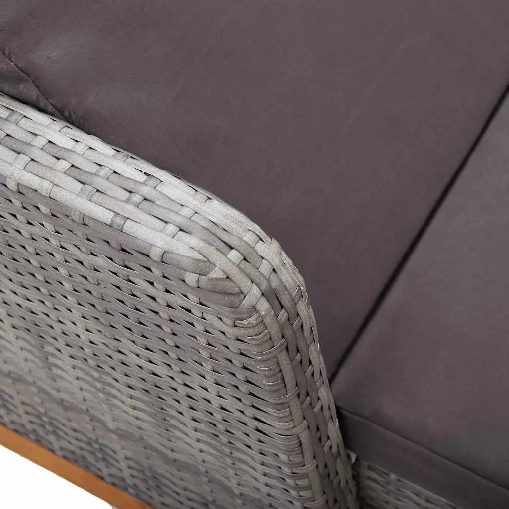 Sun Lounger Outdoor Garden Patio Lounger Reclining Backrest Armrests Grey