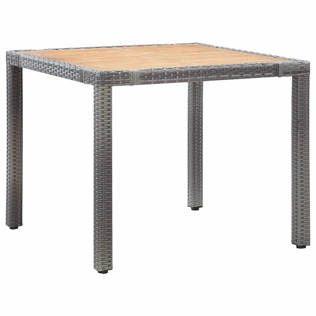 5 Piece Outdoor Dining Set Grey Poly Rattan Water-resistant Cushions
