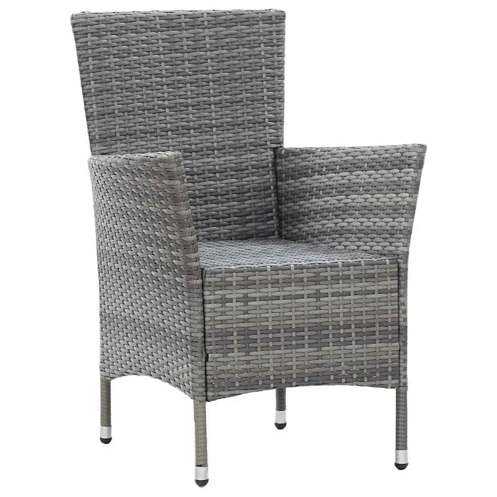 5 Piece Outdoor Dining Set Grey Poly Rattan Water-resistant Cushions