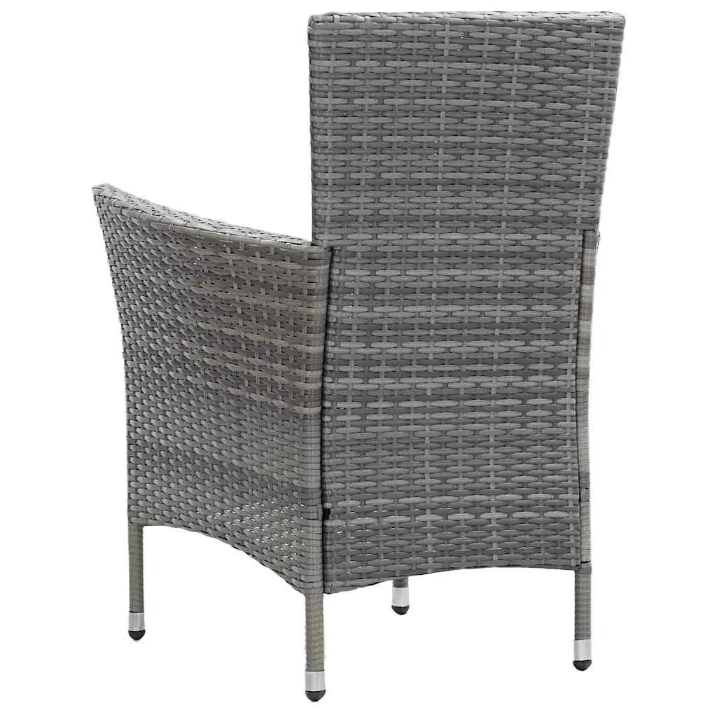 5 Piece Outdoor Dining Set Grey Poly Rattan Water-resistant Cushions