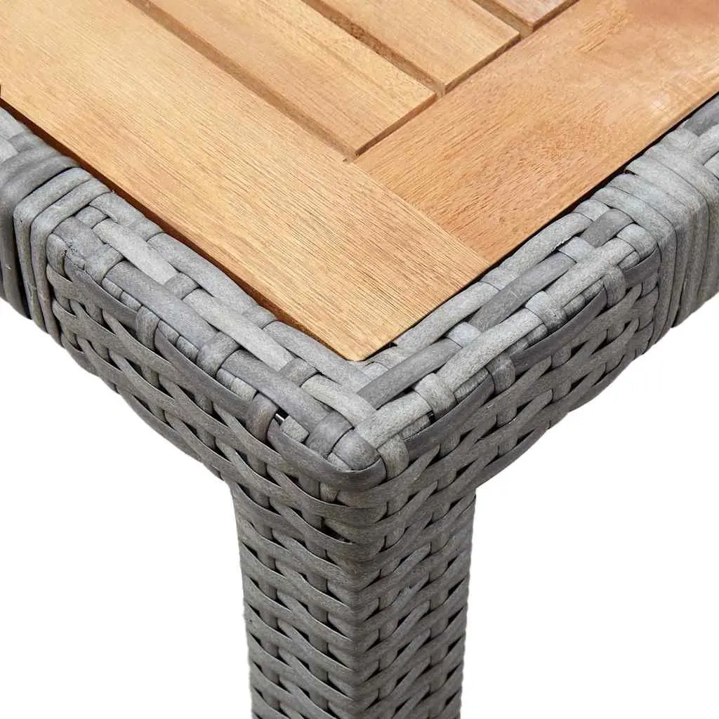 5 Piece Outdoor Dining Set Grey Poly Rattan Water-resistant Cushions