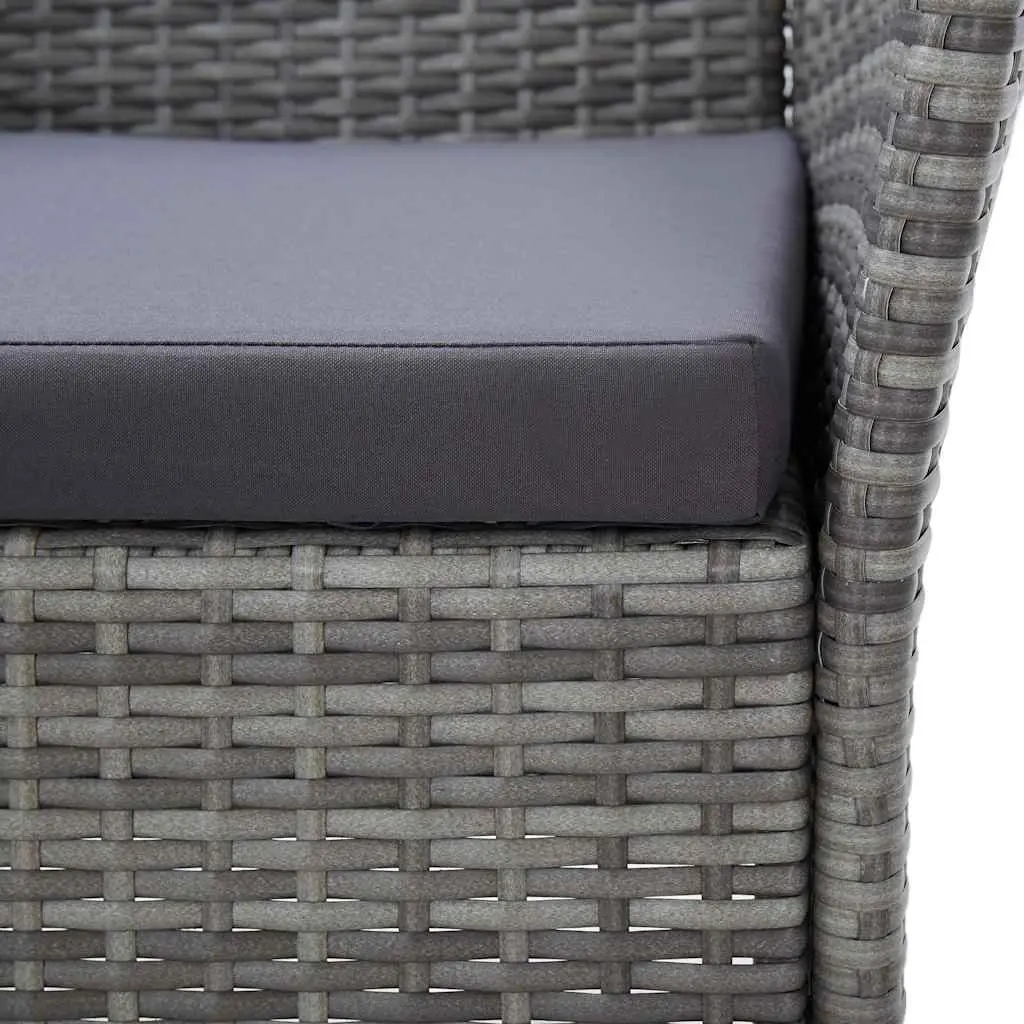 5 Piece Outdoor Dining Set Grey Poly Rattan Water-resistant Cushions