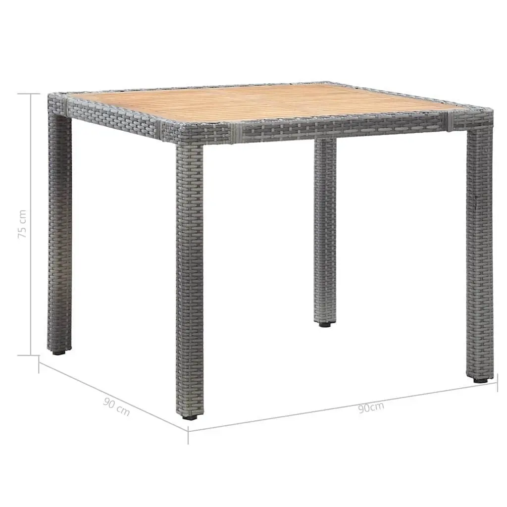 5 Piece Outdoor Dining Set Grey Poly Rattan Water-resistant Cushions