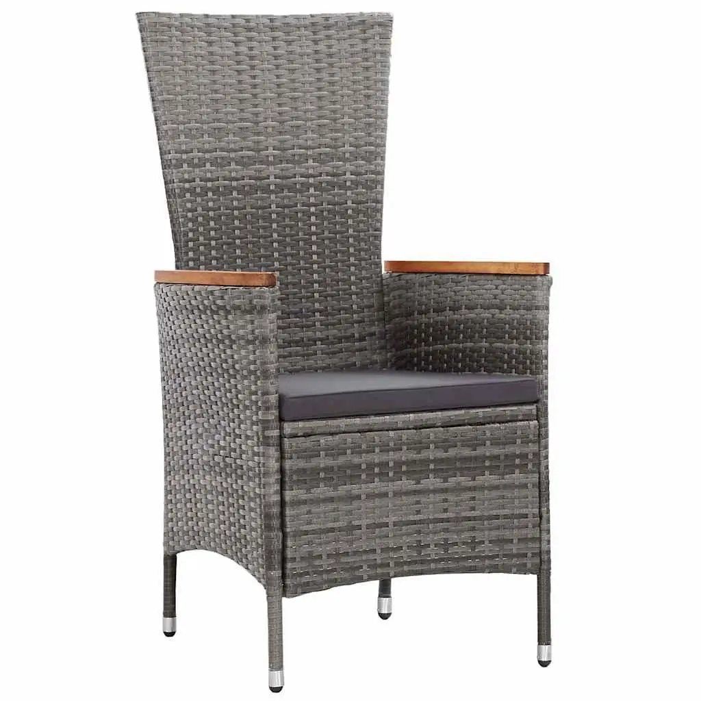 Outdoor Dining Set 7 Piece Poly Rattan Garden Furniture Grey with Cushions