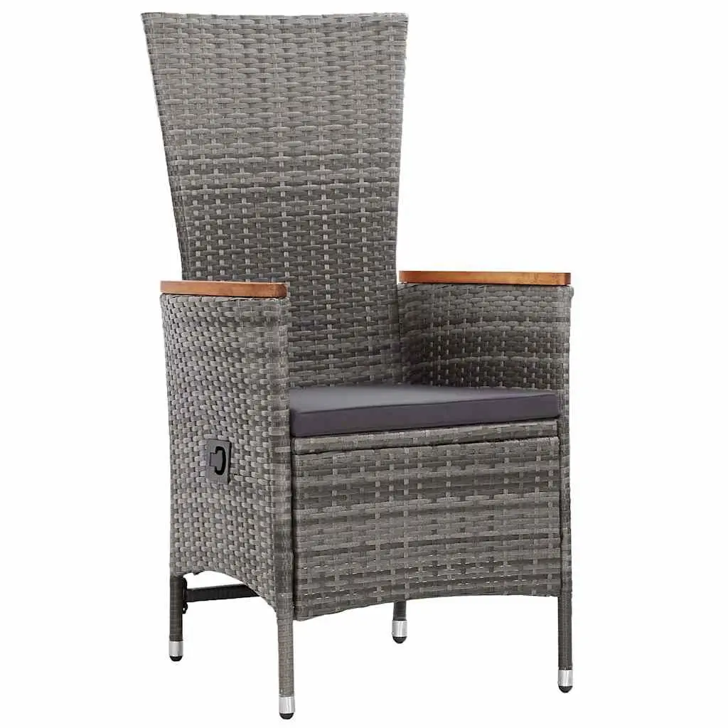 Outdoor Dining Set 9 Piece Poly Rattan Grey Garden Furniture with Cushions