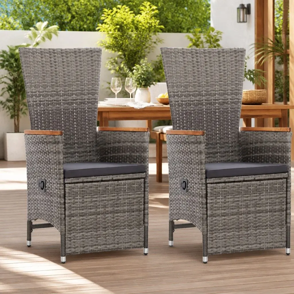 Grey Reclining Chairs with Cushions for Outdoor Relaxation