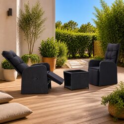 3 Piece Outdoor Bistro Set with Cushions Poly Rattan Patio Garden Furniture