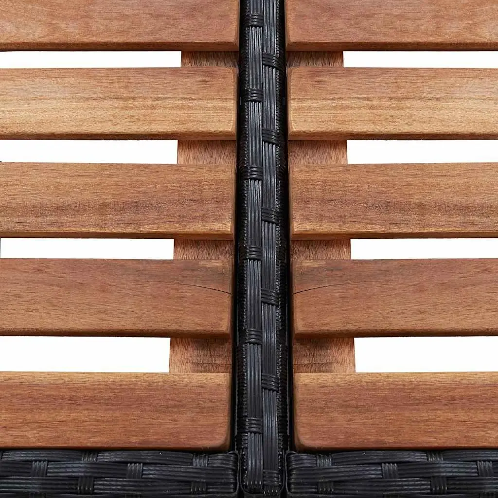 Square Spa Surround Black 268 x 268 cm Poly Rattan with Steel Frame and Solid Wood Steps