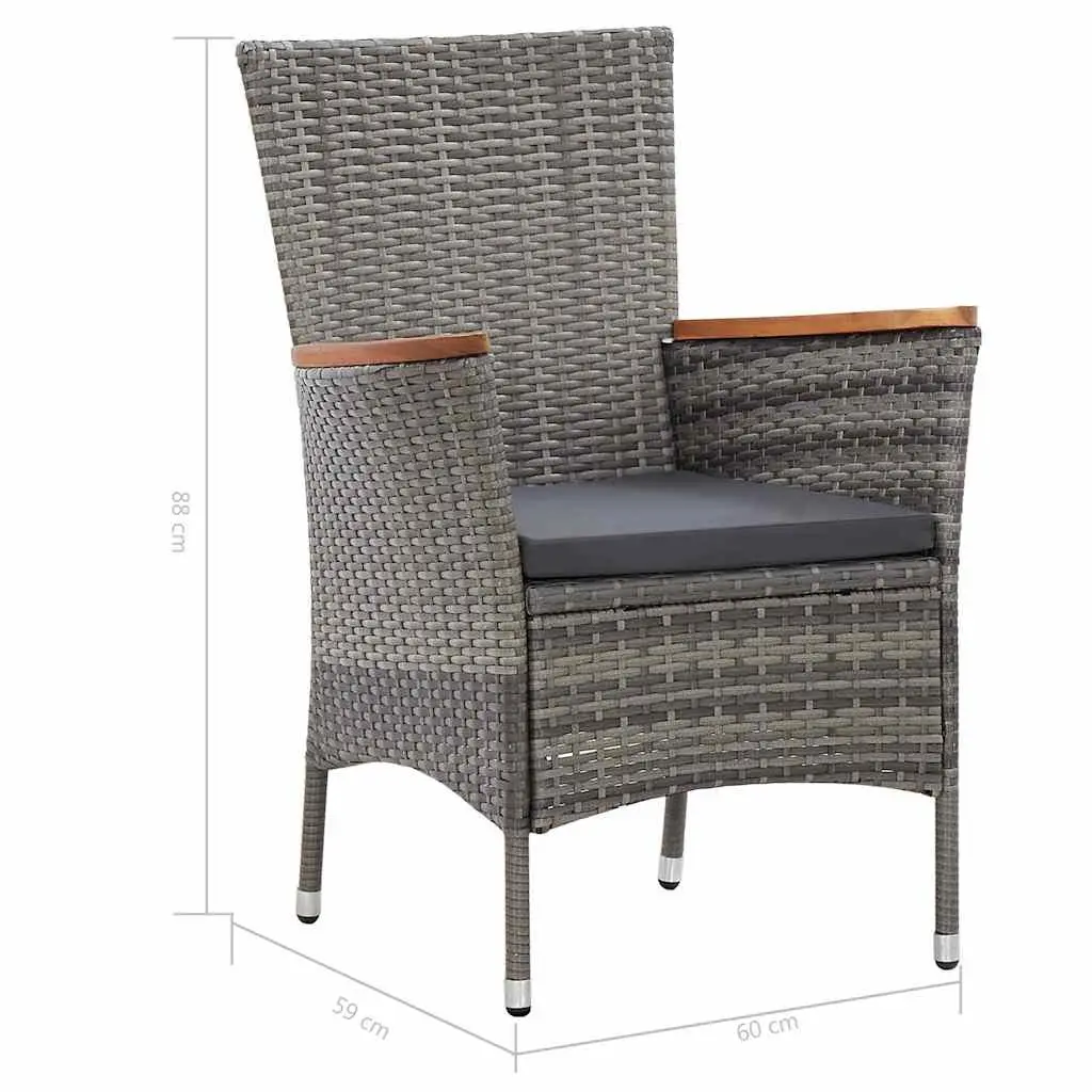 Garden Dining Set 7 Piece Poly Rattan Outdoor Furniture with Cushions Grey