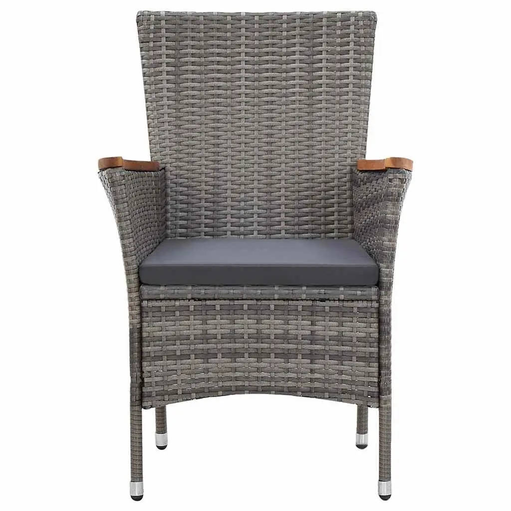 Garden Dining Set 7 Piece Poly Rattan Outdoor Furniture with Cushions Grey