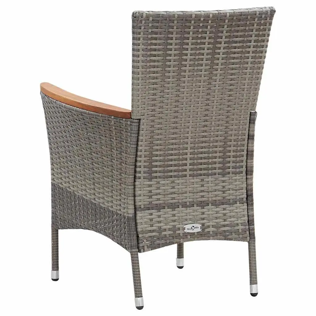 Garden Dining Set 7 Piece Poly Rattan Outdoor Furniture with Cushions Grey