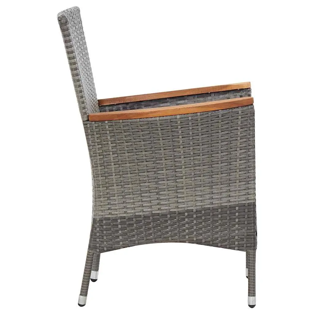 Garden Dining Set 7 Piece Poly Rattan Outdoor Furniture with Cushions Grey