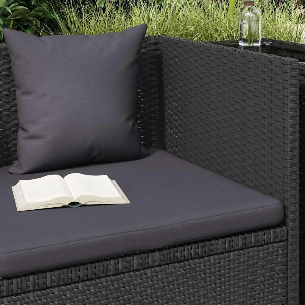 Garden Sun Lounger Bed with Cushion and Pillow, Poly Rattan Outdoor Sofa, Black