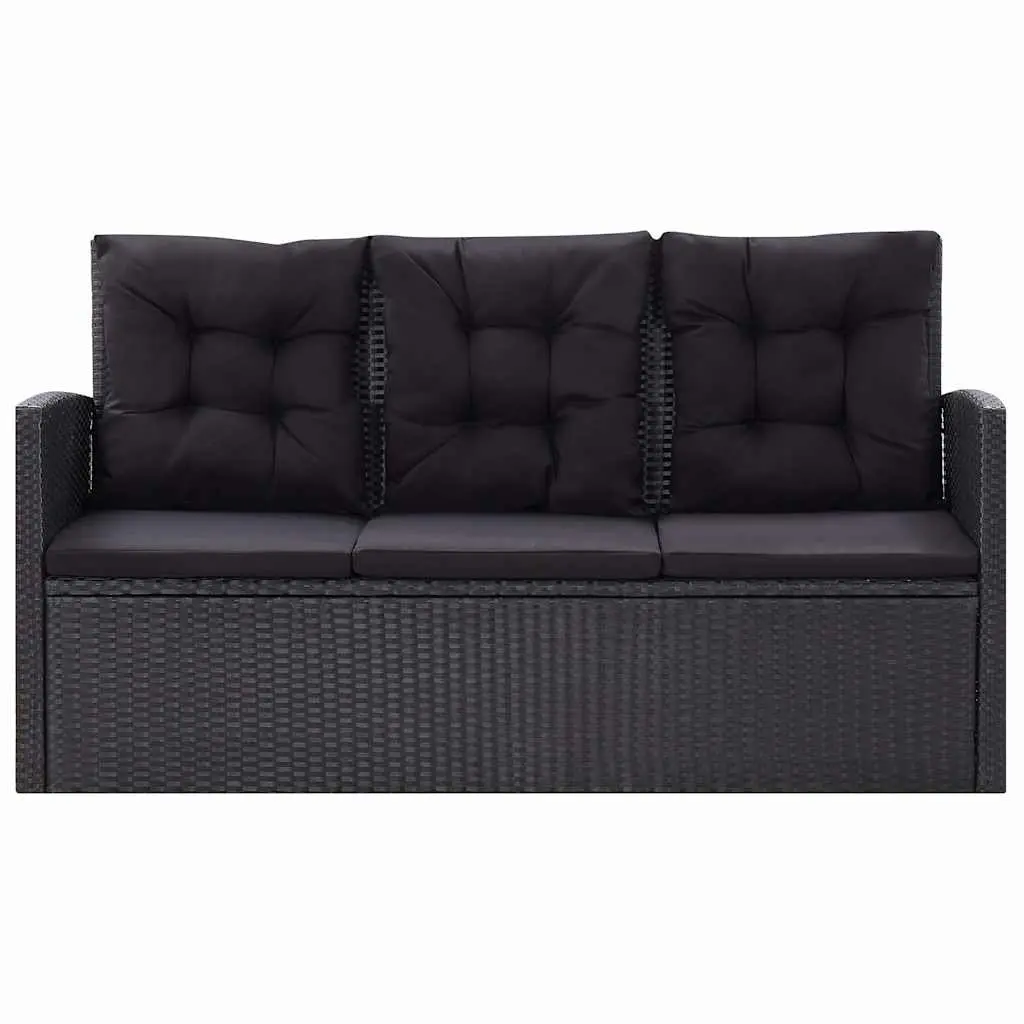 Garden Lounge Set 6 Piece Outdoor Patio Sofa Poly Rattan Black Cushions