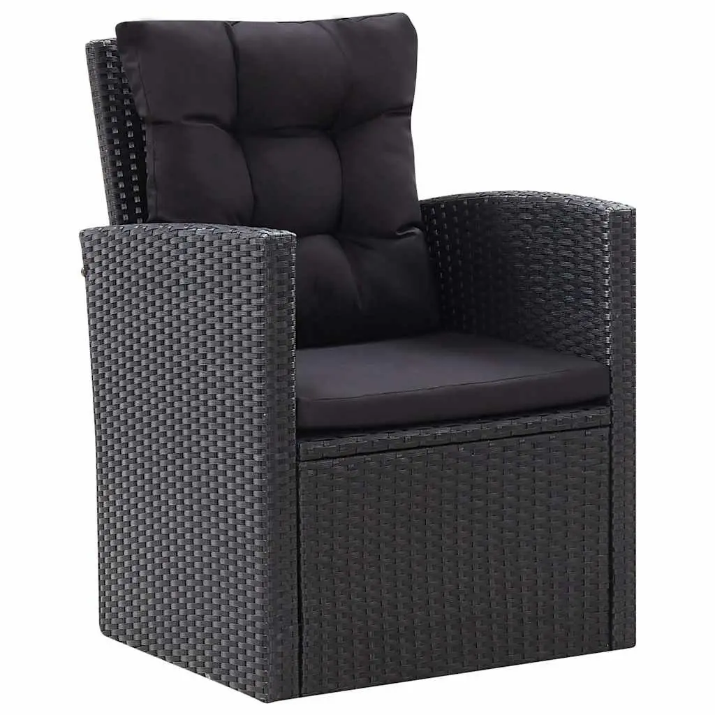 Garden Lounge Set 6 Piece Outdoor Patio Sofa Poly Rattan Black Cushions