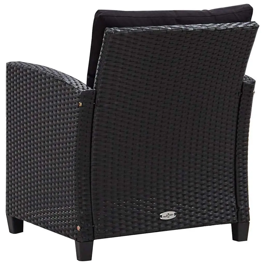 Outdoor Garden Sofa Set Black 6 Piece Weather-Resistant PE Rattan Modular Sectional