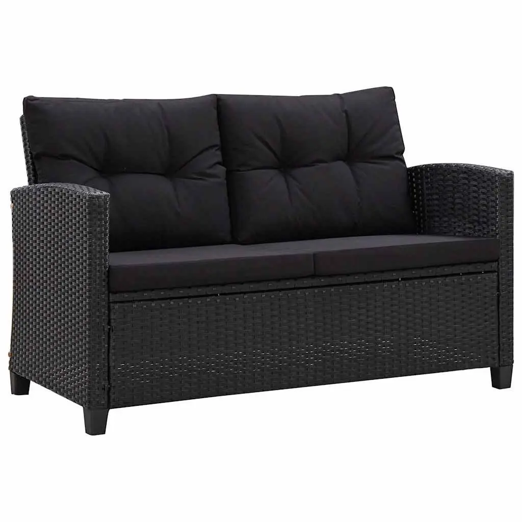 Outdoor Garden Sofa Set Black 6 Piece Weather-Resistant PE Rattan Modular Sectional