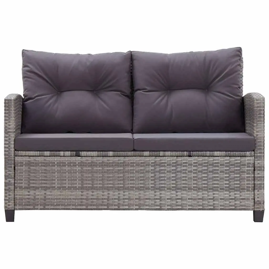 2SeaterGardenSofaGrey124cmCushionsWeatherResistantPolyRattanPatioSeating