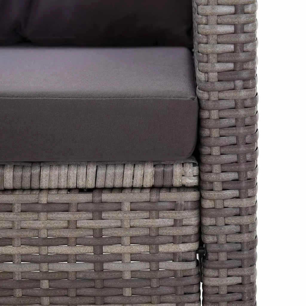 2SeaterGardenSofaGrey124cmCushionsWeatherResistantPolyRattanPatioSeating