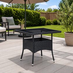 Stylish Outdoor Dining Table for 4 in Black Rattan
