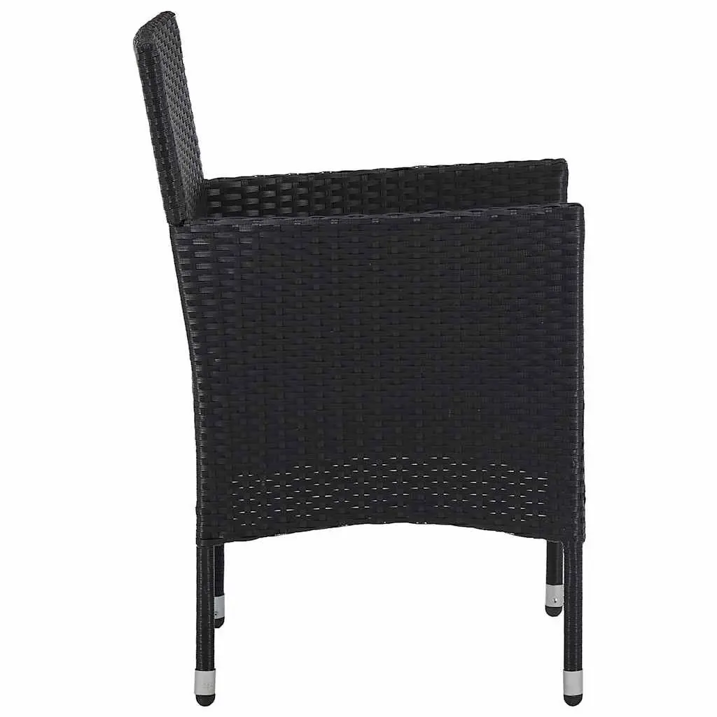 Outdoor Dining Chairs Black 2 Piece Set Weather Resistant Steel Frame with Cushions