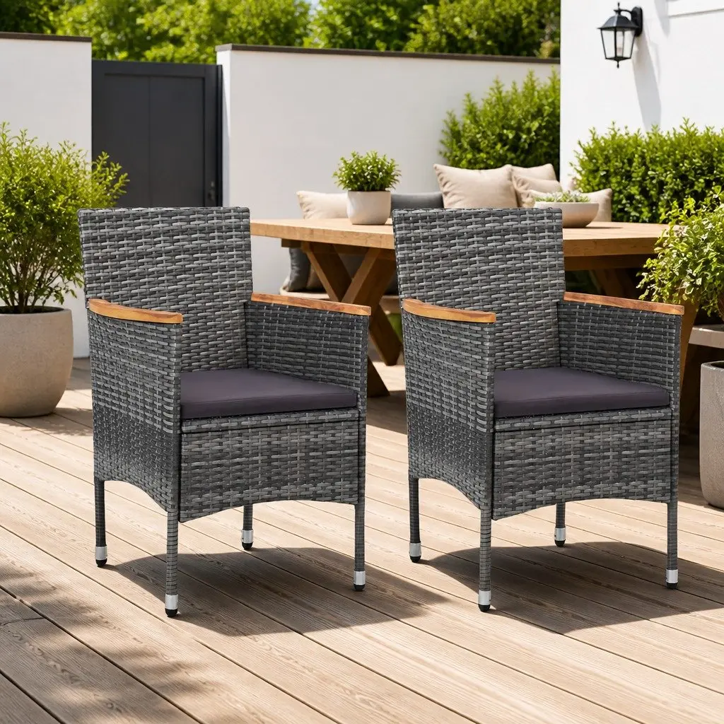 Grey Poly Rattan Chairs for Outdoor Use