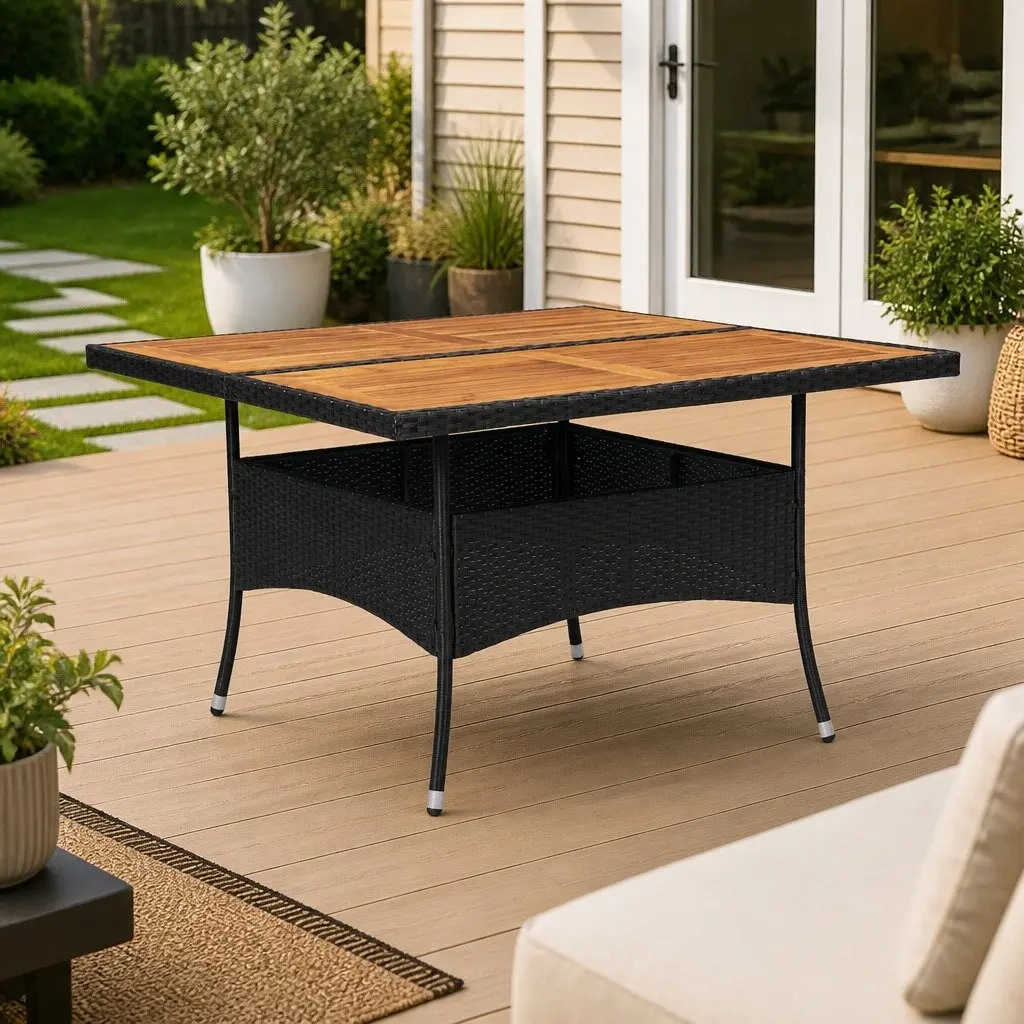4-Seater Outdoor Dining Table with Acacia Top