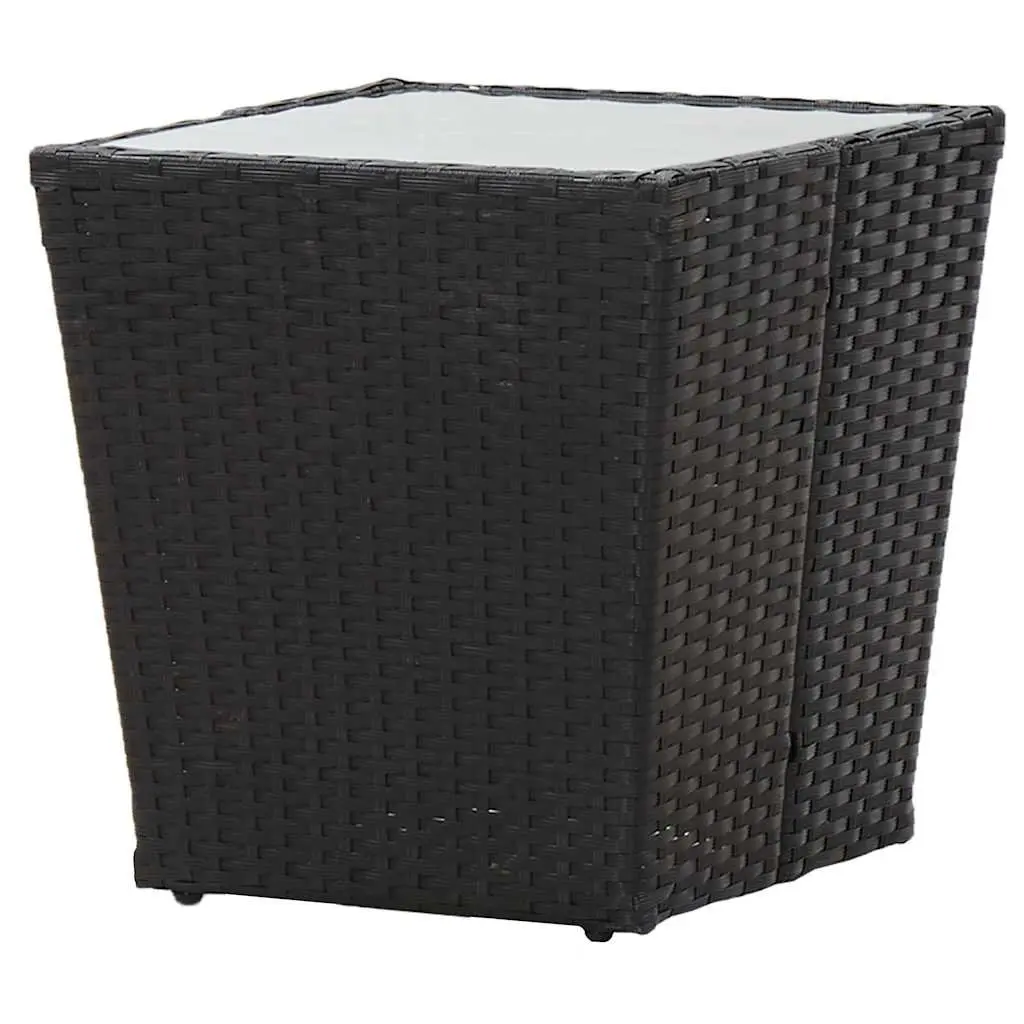 Black Outdoor Tea Table with Durable Glass Top