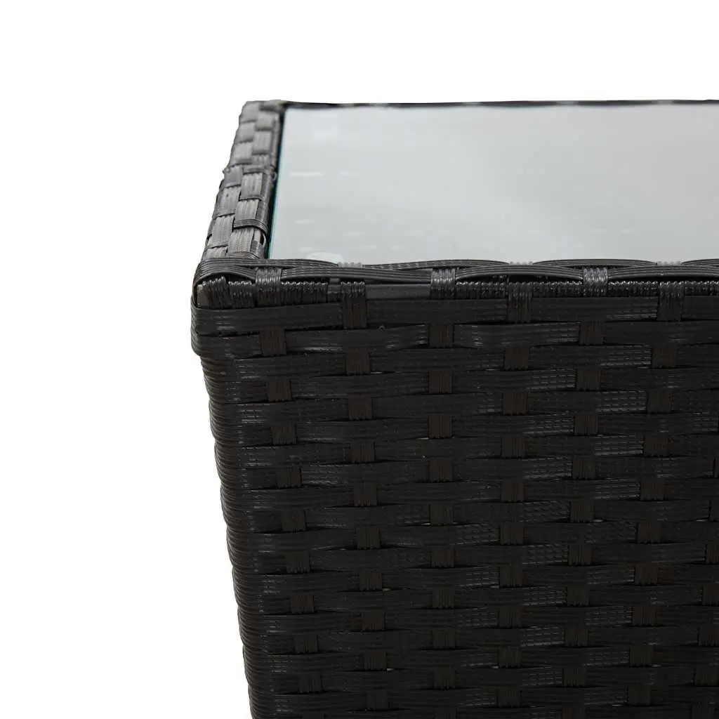 Black Outdoor Tea Table with Durable Glass Top