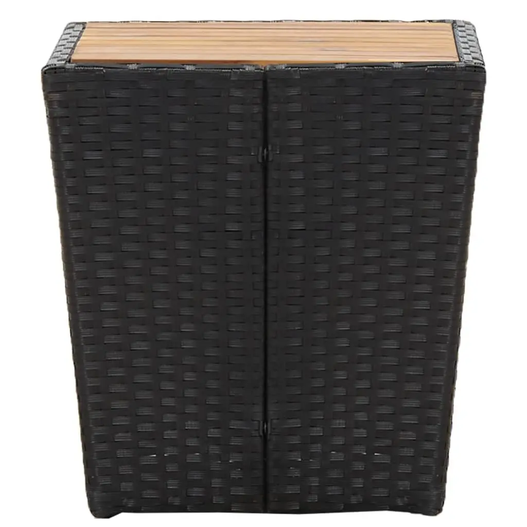 Outdoor Tea Table Black 41.5 x 41.5 x 43 cm Weather-resistant PE Rattan Powder-coated Steel Frame Solid Acacia Wood Top