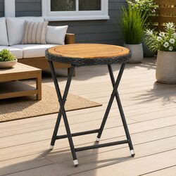 Compact Black Folding Tea Table: Ideal for Outdoor Spaces