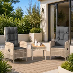 Grey Outdoor Chairs Set with Cushions – 2 Pieces