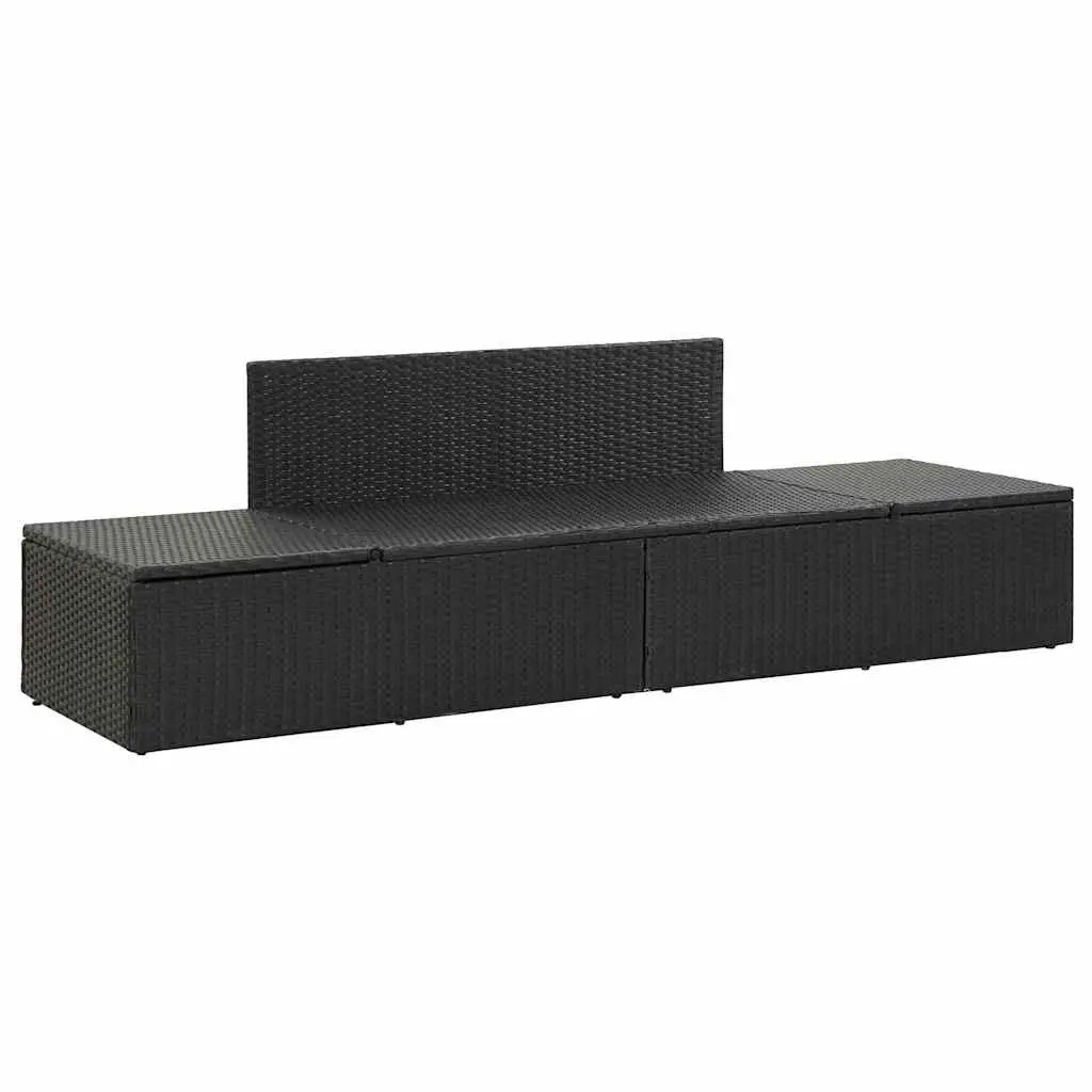 Sun Lounger Bed Black Adjustable Cushions Outdoor Patio Reclining Daybed