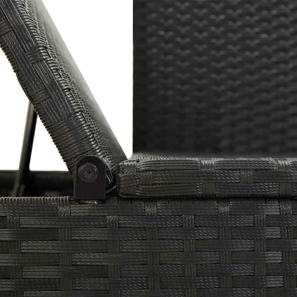 Sun Lounger Bed Black Adjustable Cushions Outdoor Patio Reclining Daybed