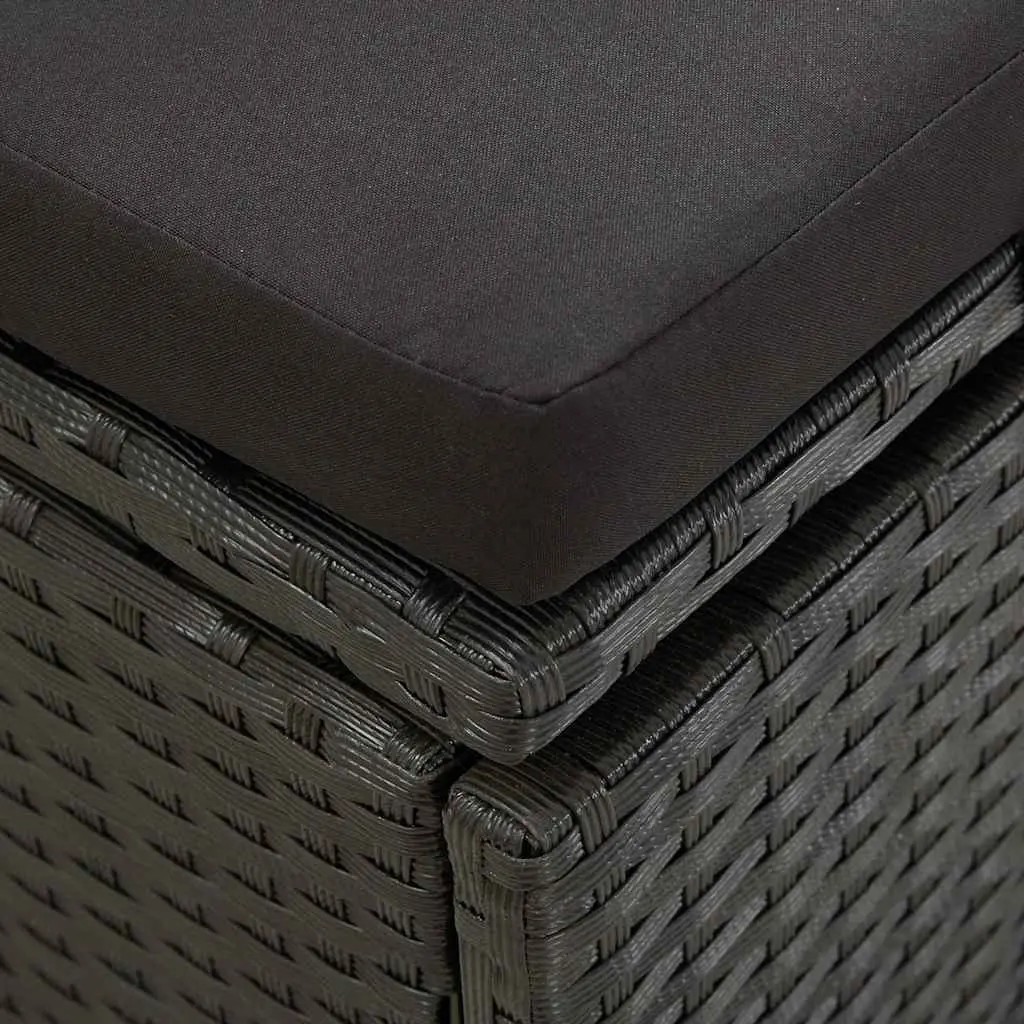 Sun Lounger Bed Black Adjustable Cushions Outdoor Patio Reclining Daybed