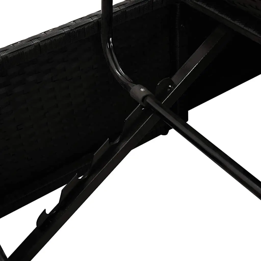 Sun Lounger Bed Black Adjustable Cushions Outdoor Patio Reclining Daybed
