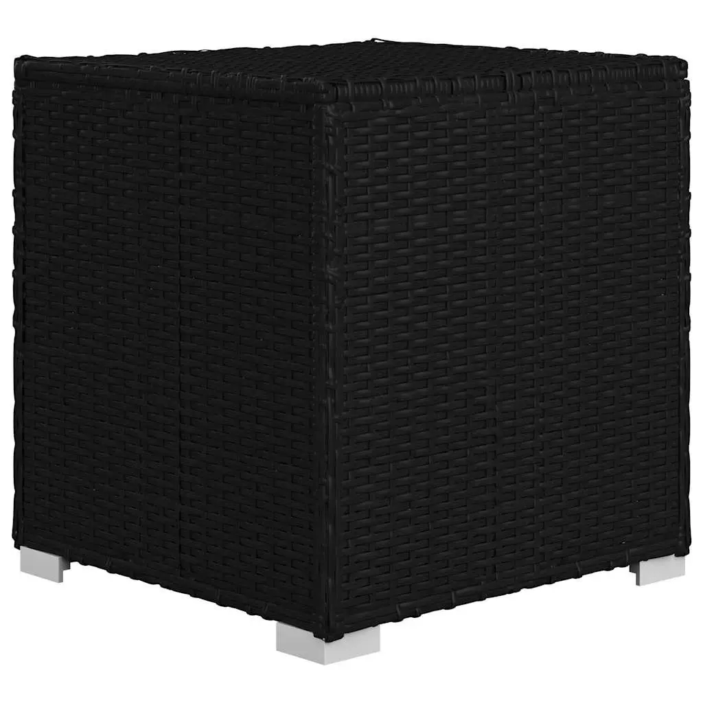 Sun Lounger Black Adjustable with Cushion and Side Table PE Rattan Outdoor Garden Furniture