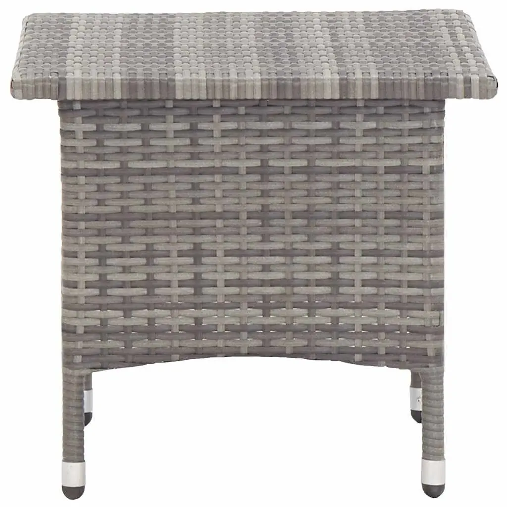 Grey Poly Rattan Tea Table Outdoor Garden Patio Coffee Side Table Steel Frame