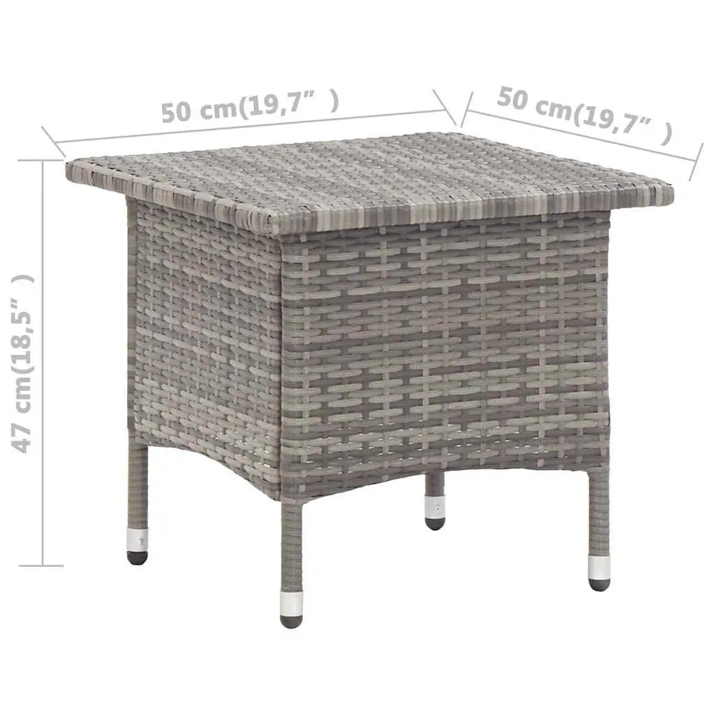 Grey Poly Rattan Tea Table Outdoor Garden Patio Coffee Side Table Steel Frame
