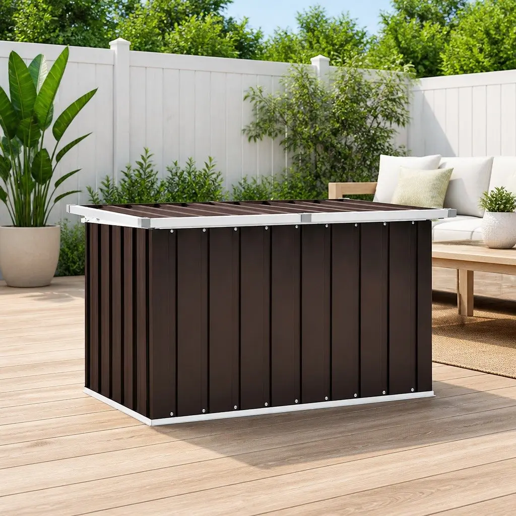 Garden Storage Box Outdoor Patio Deck Tool Equipment Container Organizer Brown