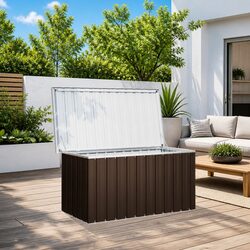 Garden Storage Box: Compact and Durable Brown Steel Chest