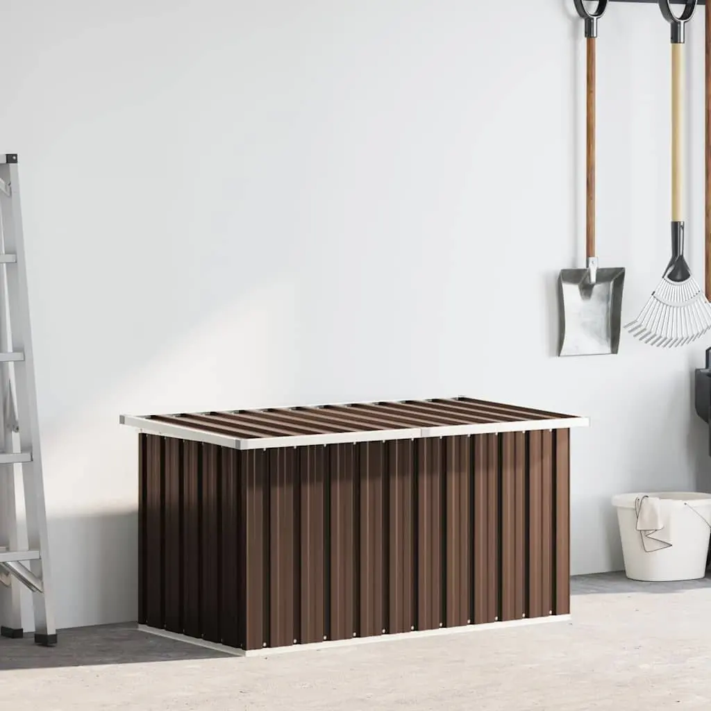 Garden Storage Box Brown Outdoor Patio Deck Furniture Durable Steel Chest