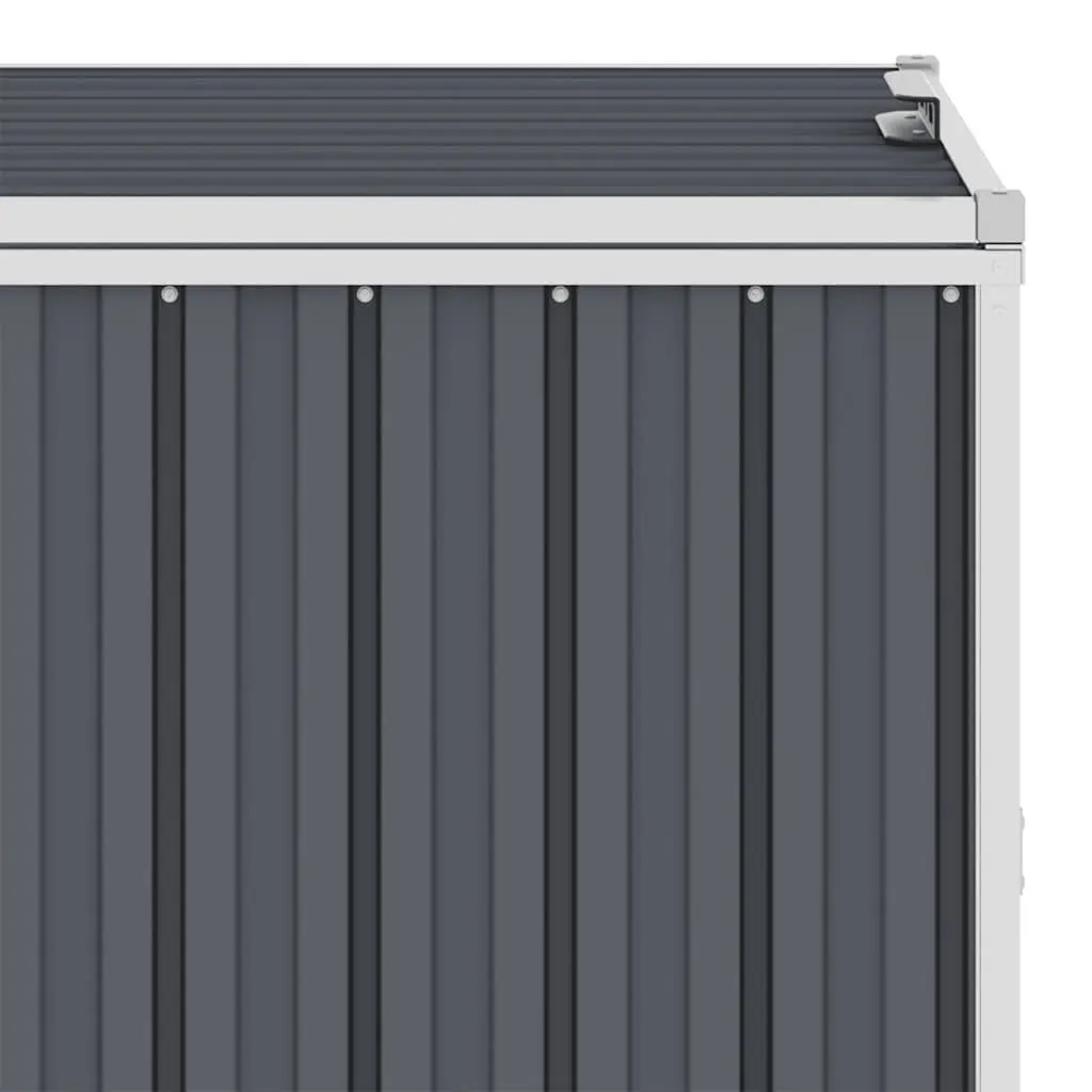 Triple Garbage Bin Shed Grey Steel Durable Outdoor Storage