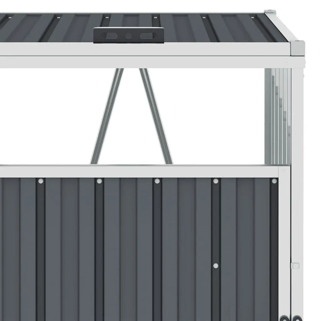 Triple Garbage Bin Shed Grey Steel Durable Outdoor Storage